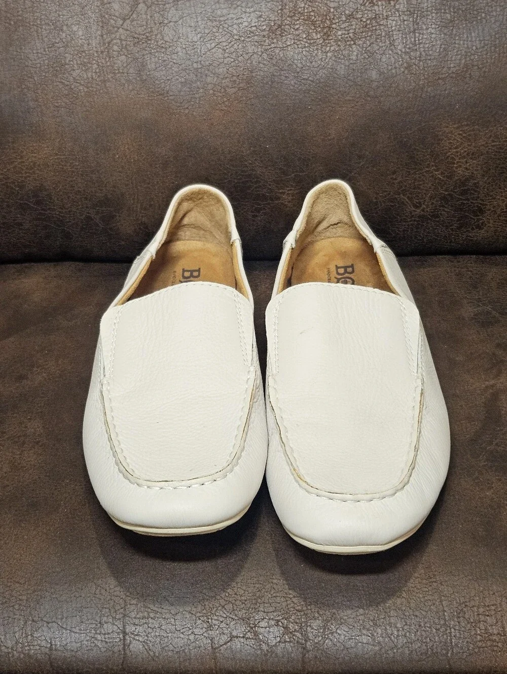 11 Born Allan Driving Shoes Moccasins Loafers Slip On White/off-white